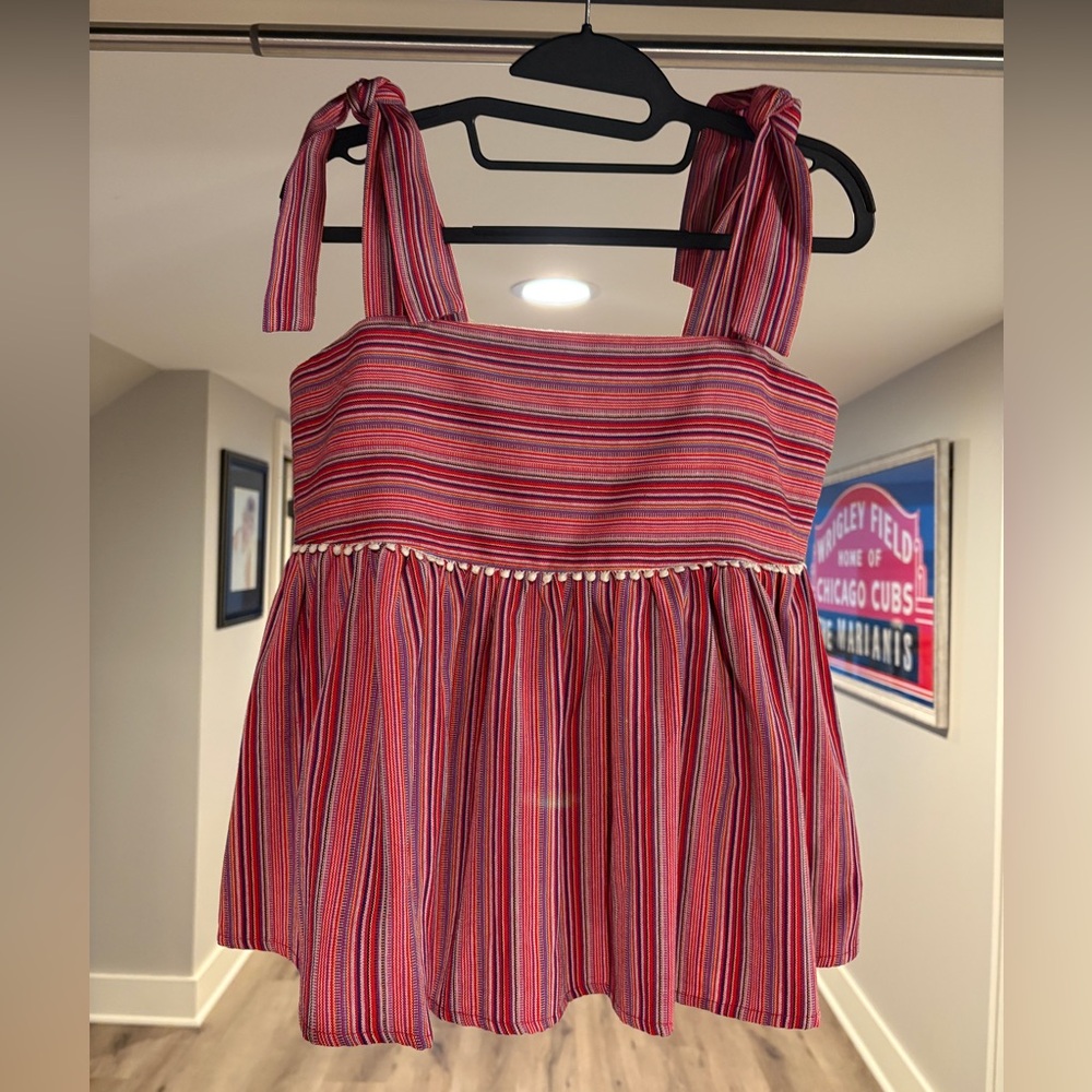 THML Multicolor Striped Tie Tank Top